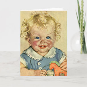 Vintage Cute Blonde Scandinavian Child with Curls Kort