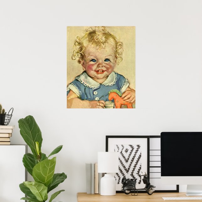Vintage Cute Blonde Scandinavian Child with Curls Poster (Hemmakontoret)
