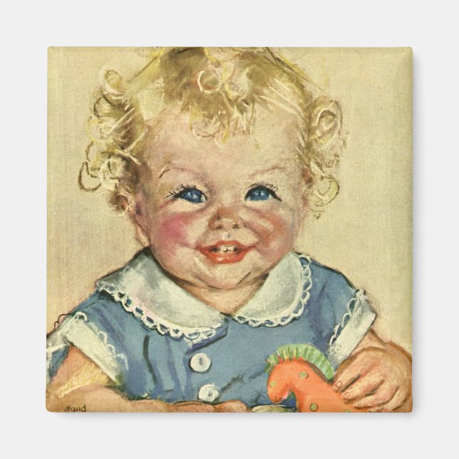 Vintage Cute Blonde Scandinavian Pojke eller Girl Magnet (Framsidan)