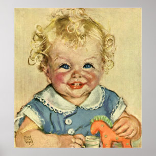 Vintage Cute Blonde Scandinavian Pojke eller Girl Poster