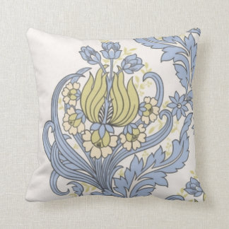 Vintage Cute Blue Blommigt Tapet Kudde