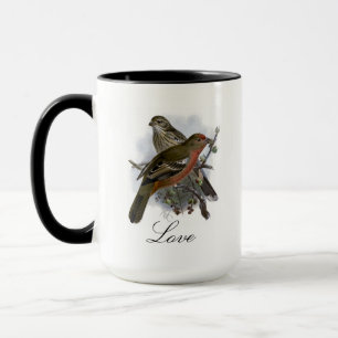 Vintage Cute Blue Colorful Bird and Foliage Mugg