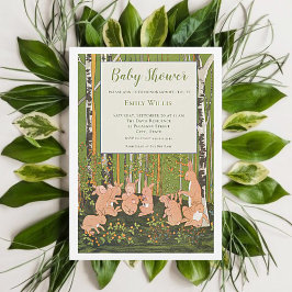 Vintage Cute Bunny Children Shower Inbjudningar