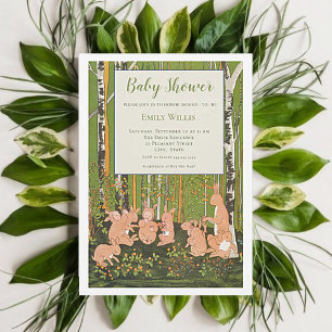 Vintage Cute Bunny Children Shower Inbjudningar