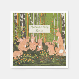 Vintage Cute Bunny Children Shower Pappersservett
