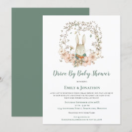 Vintage Cute Bunny Foliage Drive by Baby Shower Inbjudningar