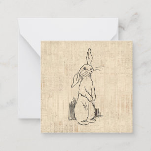 Vintage Cute Bunny Rabbit Art-bakgrund Anteckningskort