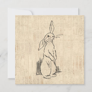 Vintage Cute Bunny Rabbit Art-bakgrund Kort