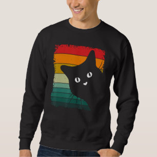Vintage Cute Cat Lover Lång Ärmad Tröja