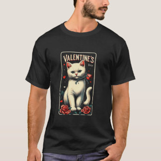 Vintage Cute Cat Lover Lycklig Alla hjärtans dag T Shirt