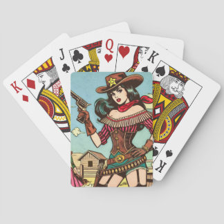 Vintage Cute Cowgirl-Tecknader Casinokort