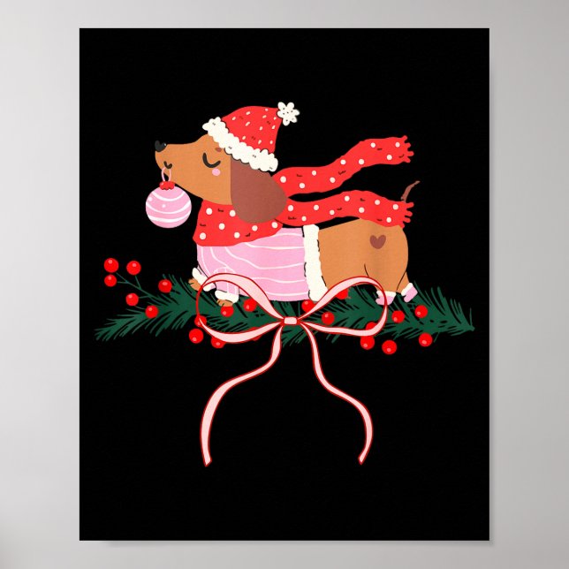 Vintage Cute Dachshund Christmas Wiener Dog Lover  Poster (Framsidan)
