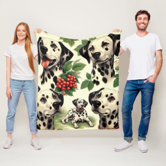 Vintage Cute Dalmatian Illustration Fleecefilt