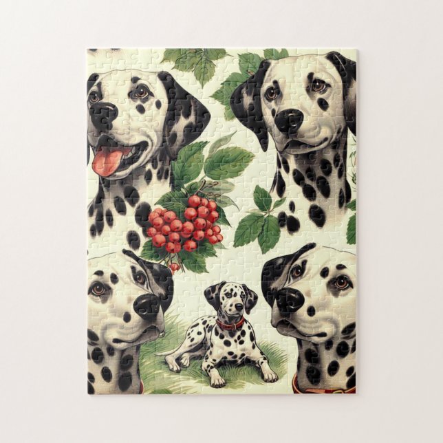 Vintage Cute Dalmatian Illustration Pussel (Vertikal)