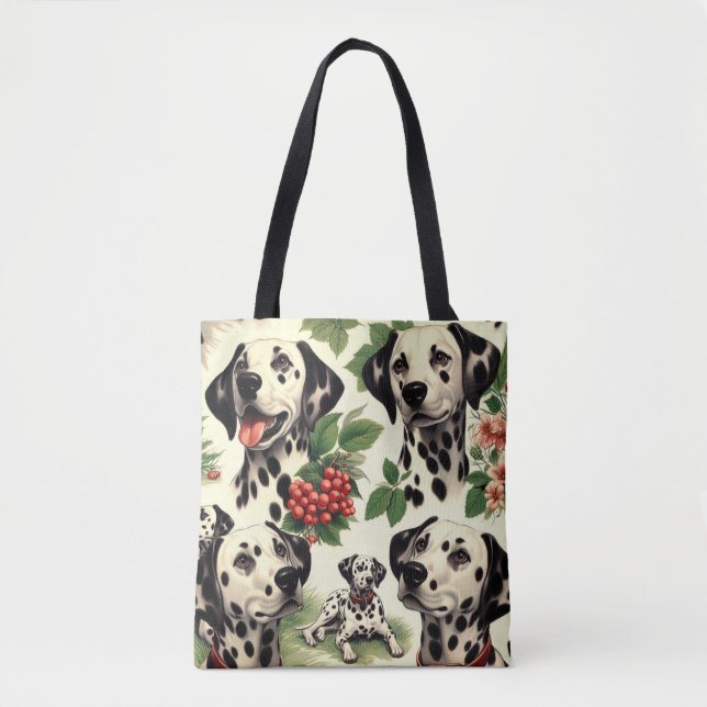 Vintage Cute Dalmatian Illustration Tygkasse (Framsida)