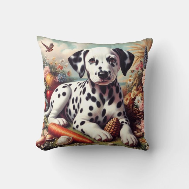 Vintage Cute Dalmatian Painting Kudde (Framsida)