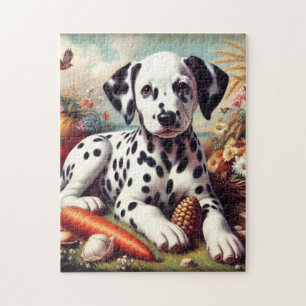 Vintage Cute Dalmatian Painting Pussel