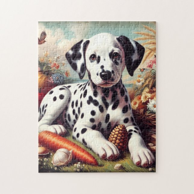 Vintage Cute Dalmatian Painting Pussel (Vertikal)