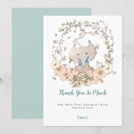 Vintage Cute Elephant Foliage Boy Shower Tack Kort