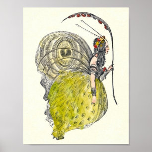 Vintage Cute Fantasy Butterfly Fairy med Vingar Poster