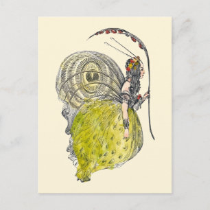 Vintage Cute Fantasy Butterfly Fairy med Vingar Vykort