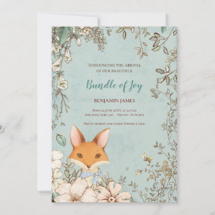 Vintage Cute Fox Photo Löv Blommigt Baby Birance Meddelande