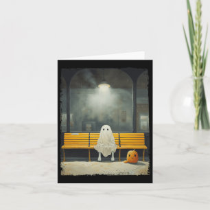 Vintage Cute Ghost Väntar på Tunnelbanan Station H Kort