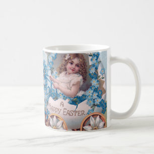 Vintage Cute Girl in Påskägg Carriage of Lambs Kaffemugg