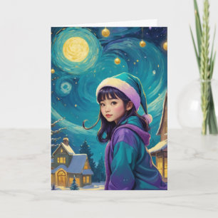 Vintage Cute Girl-julkort - anpassa Kort