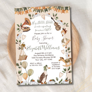 Vintage Cute Goose Nursery Rhymes Baby Shower Inbjudningar