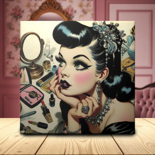 Vintage Cute Goth Pin Up Kakelplatta