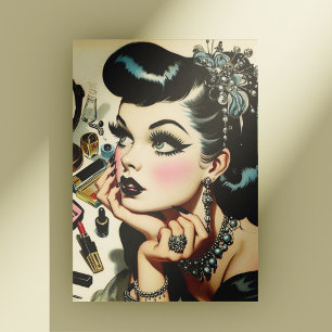 Vintage Cute Goth Pin Up Vykort