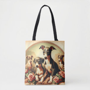 Vintage Cute Italy Greyhound Painting Tygkasse