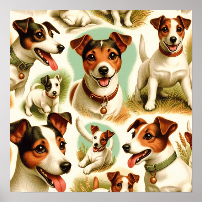 Vintage Cute Jack Russell Terrier Poster (Framsidan)