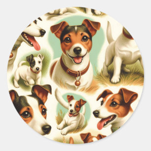 Vintage Cute Jack Russell Terrier Runt Klistermärke