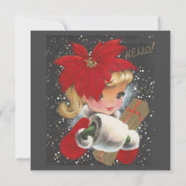 Vintage Cute Jul Girl Julkort