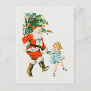 Vintage Cute jul Jultomten Dancing Vykort
