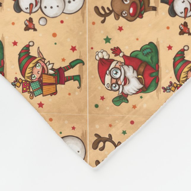 Vintage Cute jul Mönster Fleecefilt (Hörn)