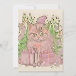 Vintage Cute-julklapp - vattenfärg Julkort