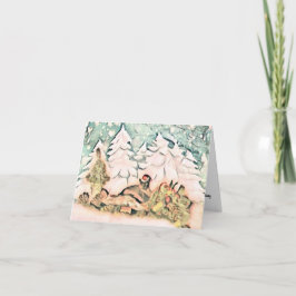 Vintage Cute-julklapp - vattenfärg Kort