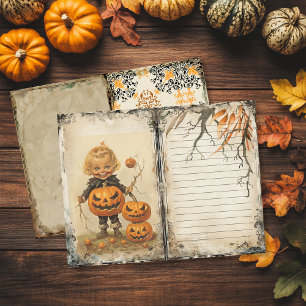 Vintage Cute Kid Halloween-segmentsida Journal