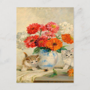Vintage Cute Kitten Meta Plückebaums Oljemålning Vykort