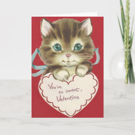 Vintage Cute Kitten Valentindagen Kort