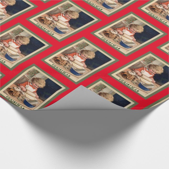 Vintage Cute Little Girl Baking jul Presentpapper (Hörn)