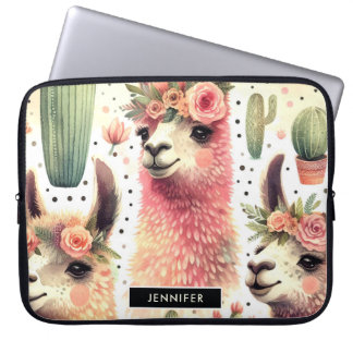 Vintage Cute Llama Watercolor Laptop Fodral