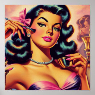 Vintage Cute Makup Girl Poster