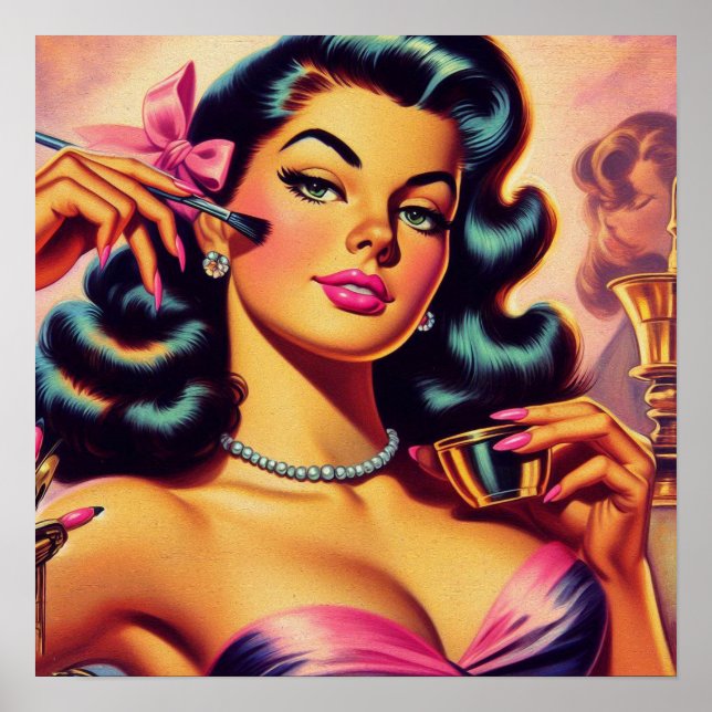 Vintage Cute Makup Girl Poster (Framsidan)