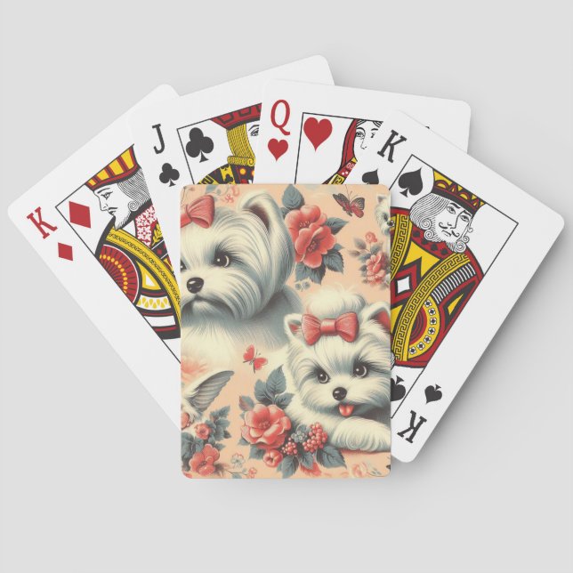 Vintage Cute Maltese Hund Casinokort (Baksidan)