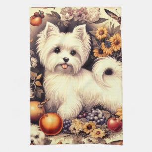 Vintage Cute Maltese Kökshandduk