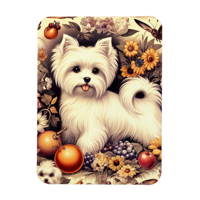 Vintage Cute Maltese Magnet (Vertikal)